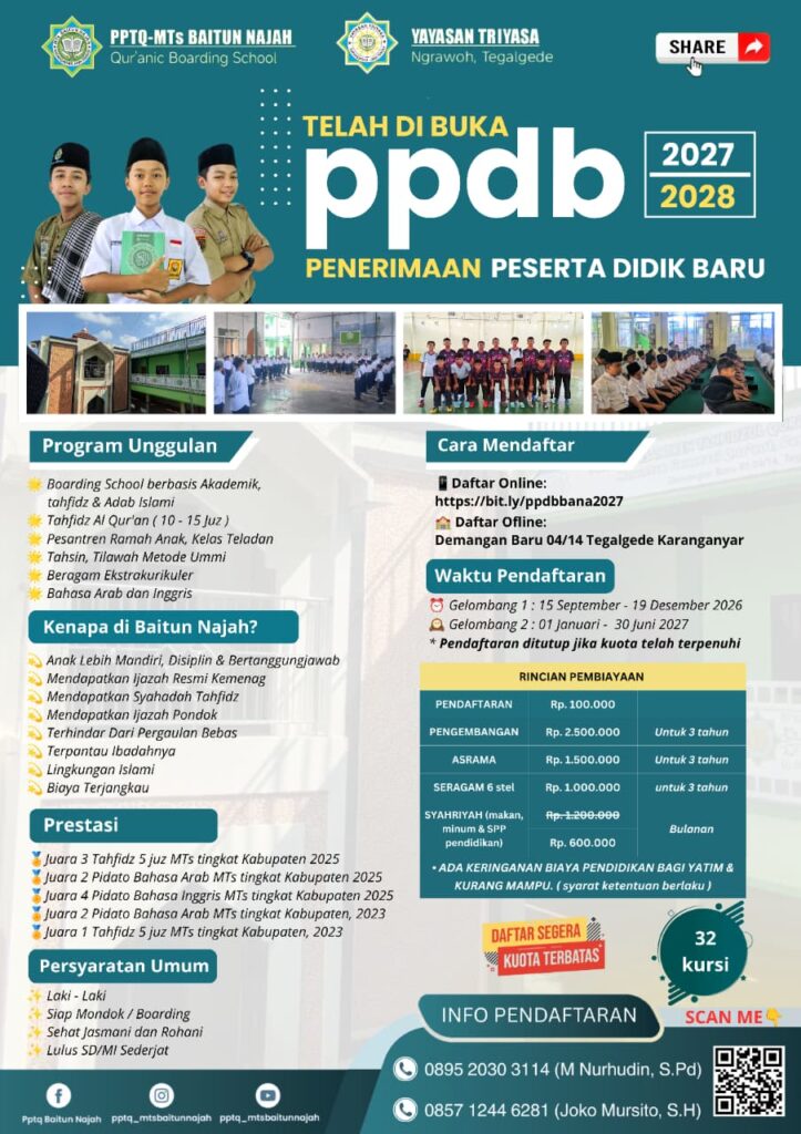 INFORMASI PPDB SISWA/SANTRI 2027/2028